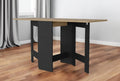 Wood Brown and Black Drop Leaf Trestle Base Dining Table - 24-inch