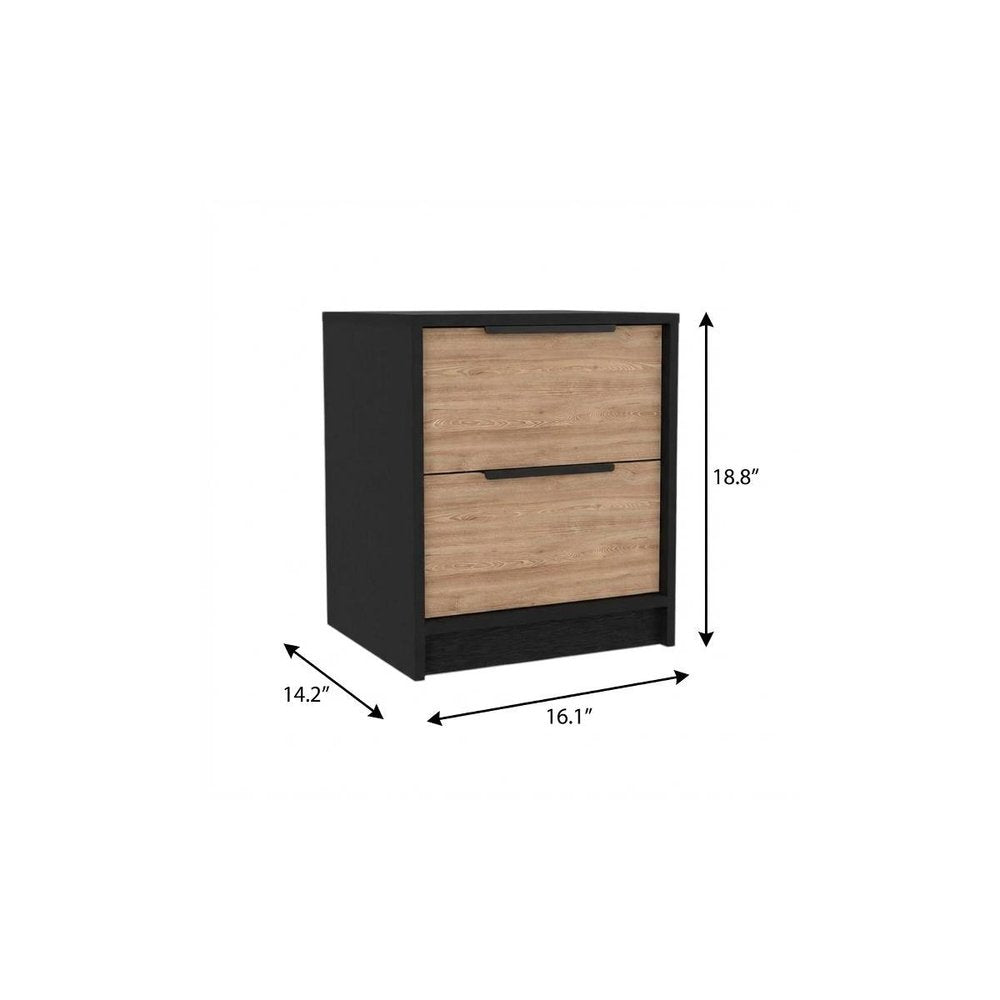 Two Piece Black Natural and Oak Bedroom Set