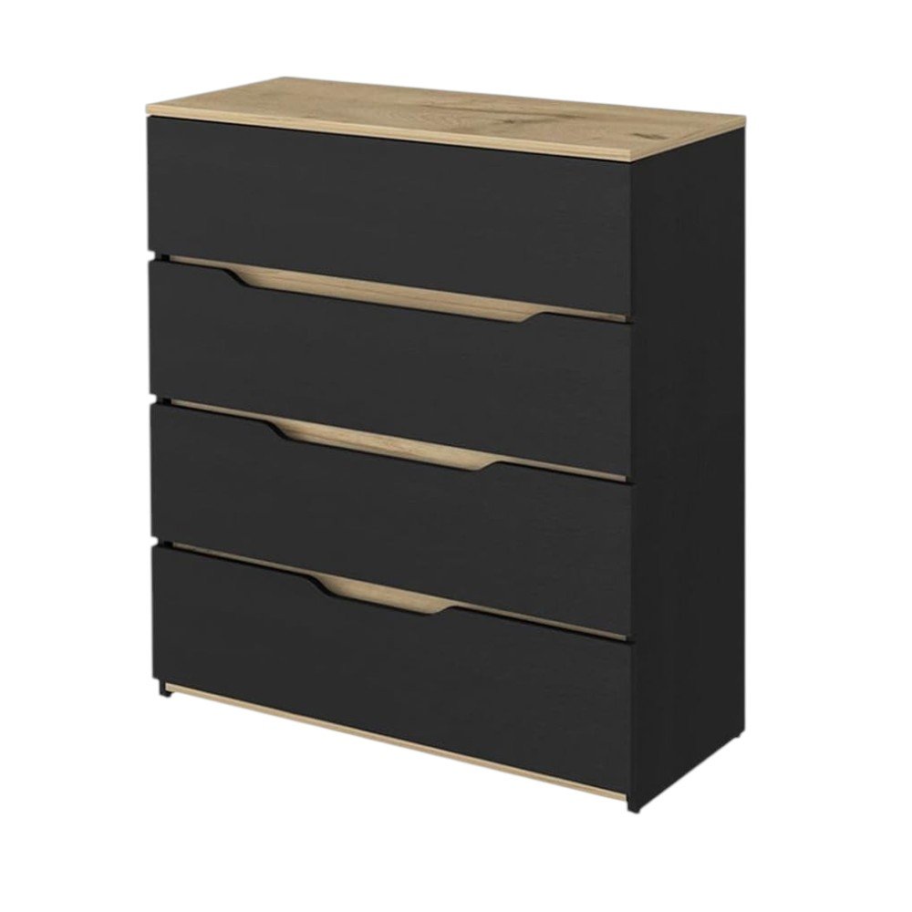 Two Piece Black Natural and Oak Bedroom Set