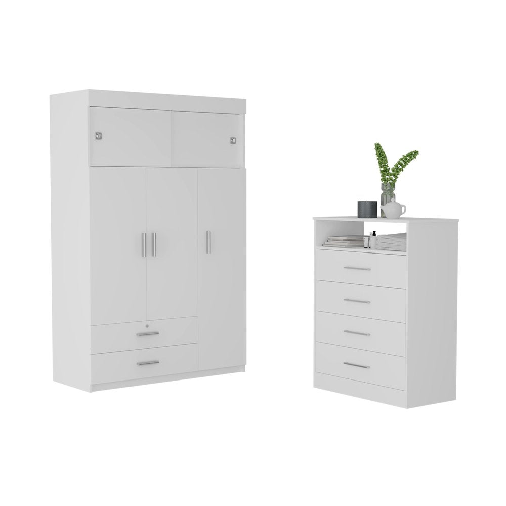 White Wood Four Drawer Dresser - 47-inch