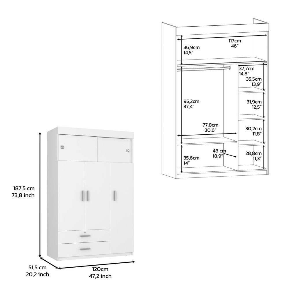 White Wood Four Drawer Dresser - 47-inch