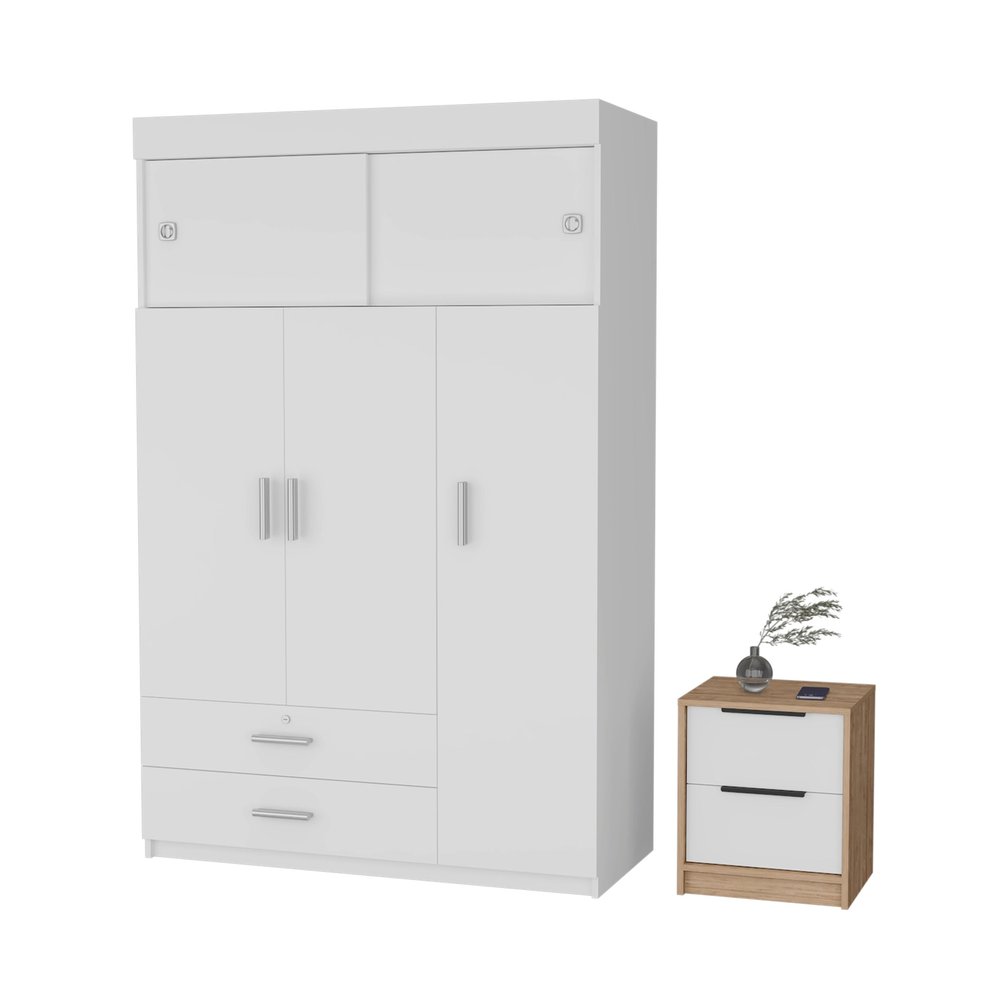 White Wood Four Drawer Dresser - 47-inch