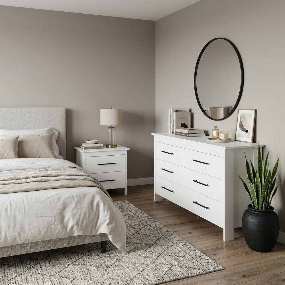 Two Piece White Bedroom Set
