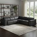Black Italian Leather Modular L Shaped Five Piece Corner Sectional
