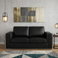 Black and Silver Metallic Top Grain Leather Loveseat - 73-inch