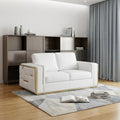 White and Silver Metallic Top Grain Leather Loveseat - 73-inch