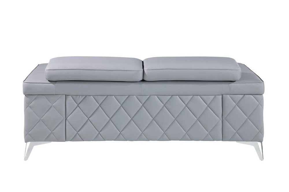 Light Blue and Silver Metallic Top Grain Leather Loveseat - 70-inch
