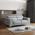 Light Blue and Silver Metallic Top Grain Leather Loveseat - 70-inch