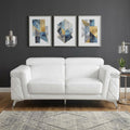 White and Silver Metallic Top Grain Leather Loveseat - 70-inch