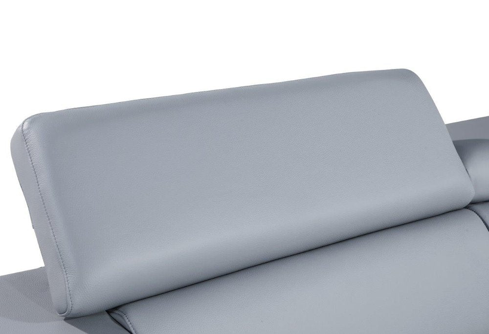 Black Italian Leather Sofa with Silver Legs - 89-inch