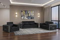 Black Top Grain Leather Five Person Seating Set