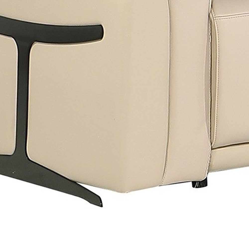 Beige Italian Leather Modular L Shaped Eight Piece Corner Sectional with Console
