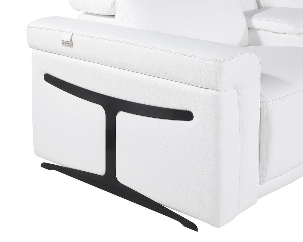 White Italian Leather Modular L Shaped Seven Piece Corner Sectional with Console