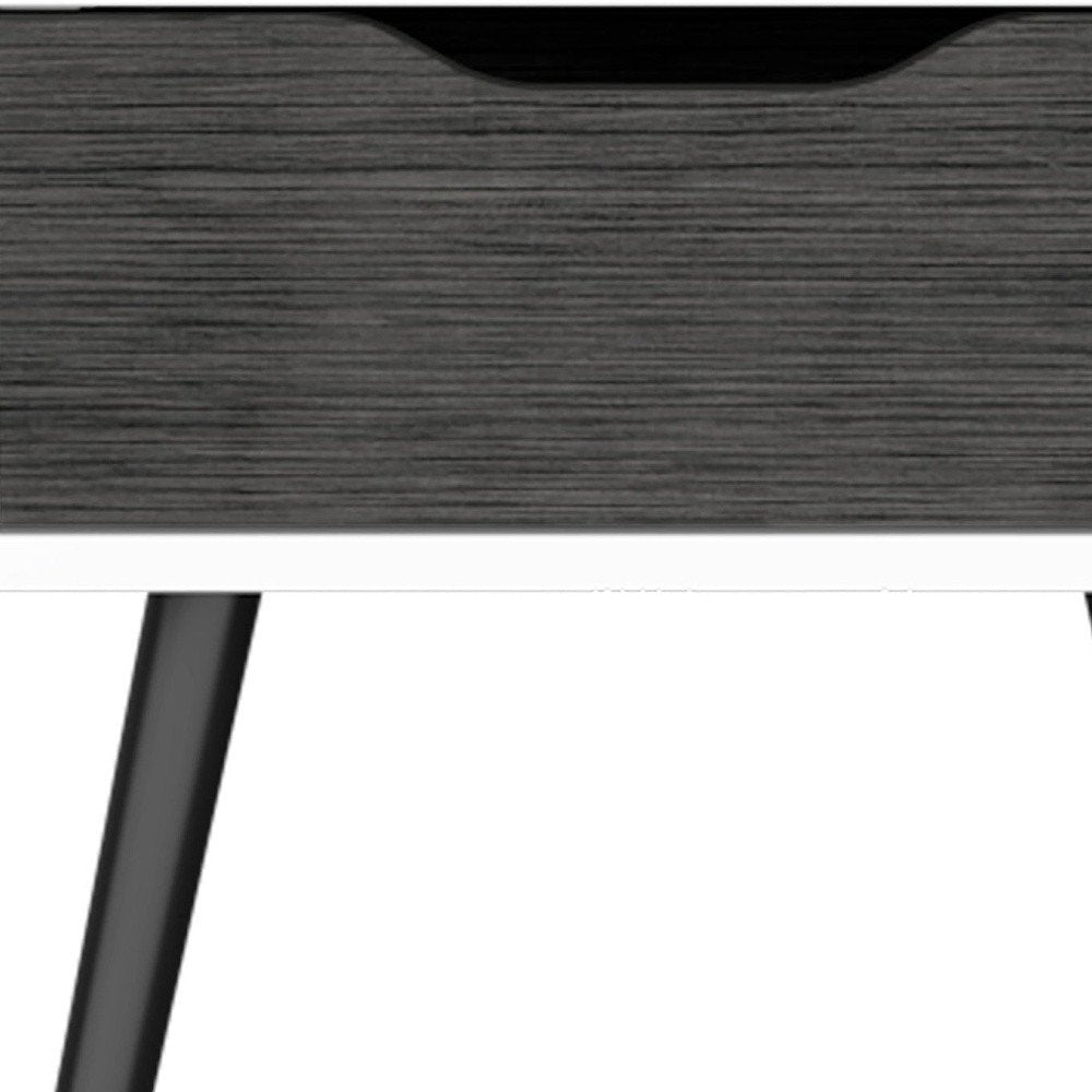 Gray and White Wood One Drawer Nightstand - 25-inch