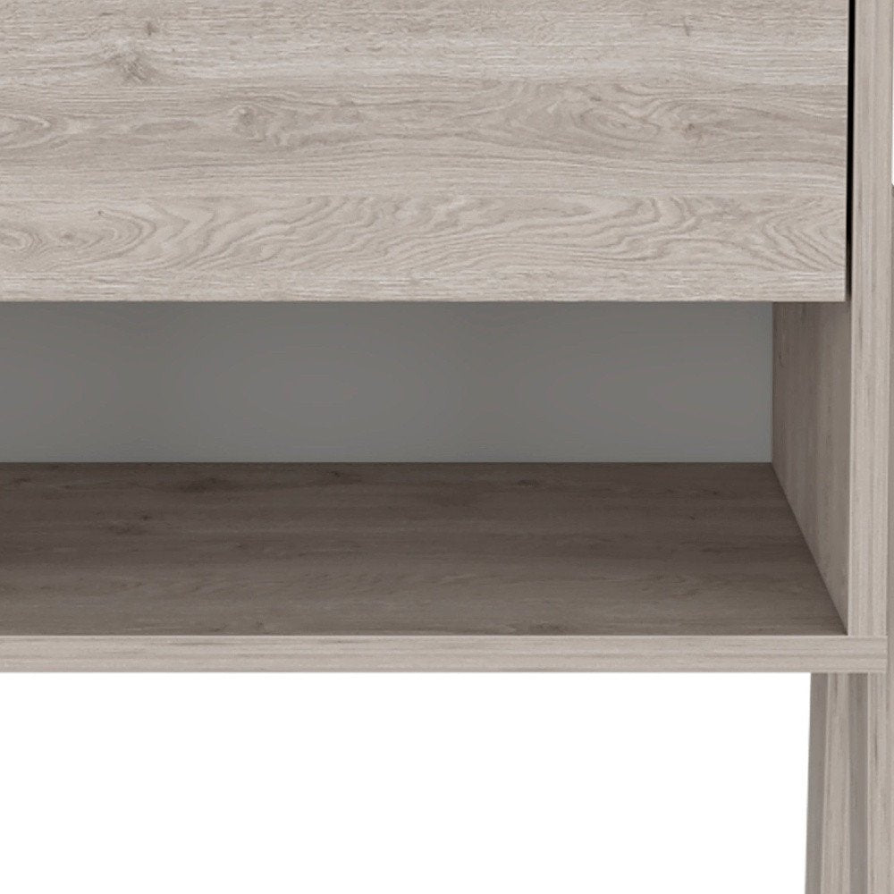 Light Gray Wood One Drawer Nightstand - 22-inch