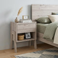 Light Gray Wood One Drawer Nightstand - 22-inch