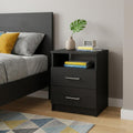 Black Wood Two Drawer Nightstand - 20-inch