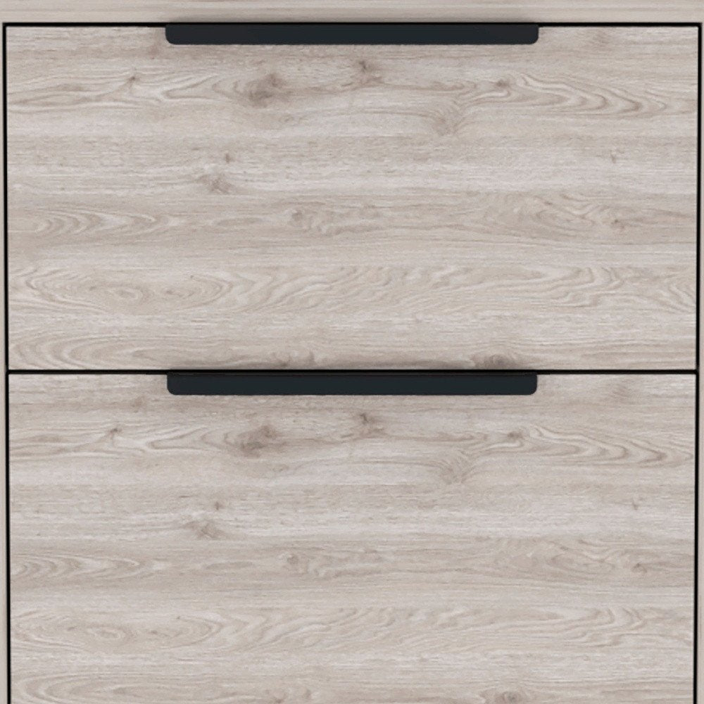 Light Gray Wood Two Drawer Nightstand - 19-inch