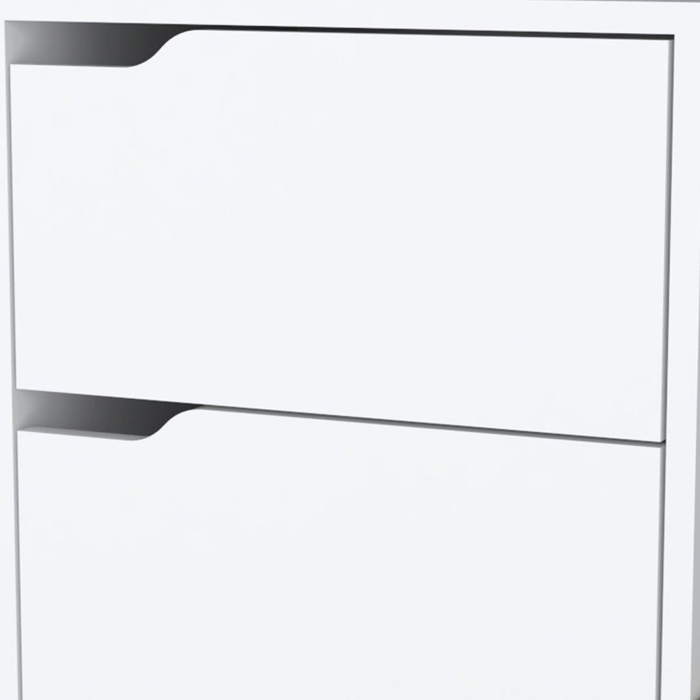 White and Natural Wood Two Drawer Nightstand - 20-inch