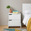 White Wood Two Drawer Nightstand - 20-inch