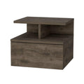Brown Wood One Drawer Floating Nightstand - 14-inch