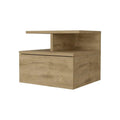 Beige Wood One Drawer Floating Nightstand - 14-inch