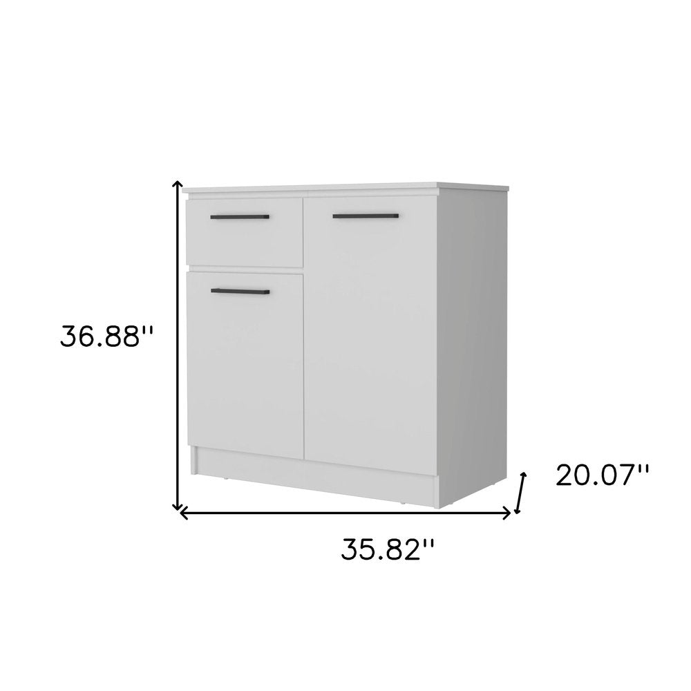 White Wood Single Drawer Double Dresser - 36-inch
