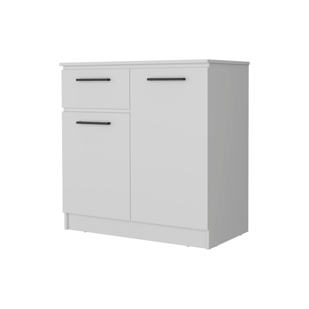 White Wood Single Drawer Double Dresser - 36-inch