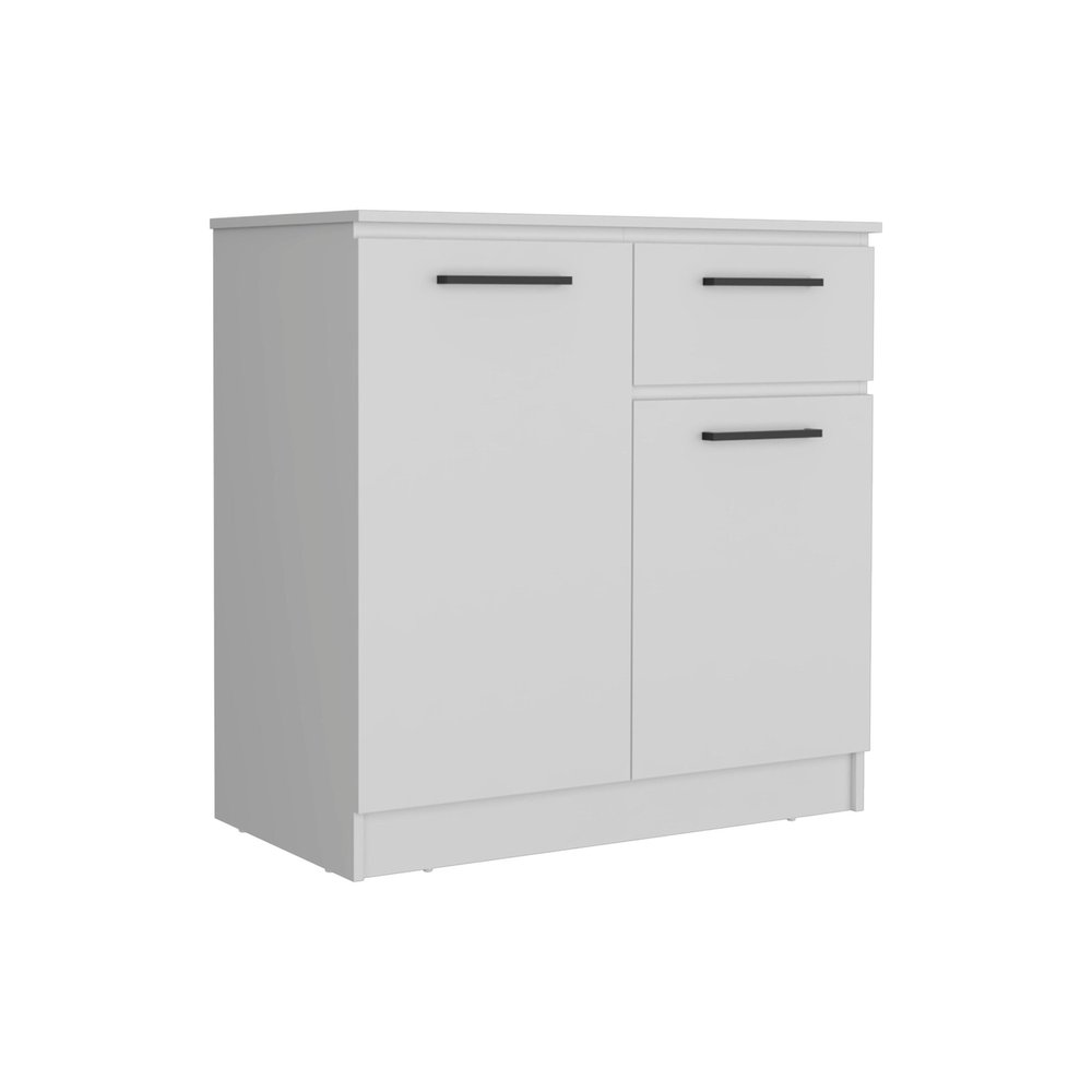 White Wood Single Drawer Double Dresser - 36-inch