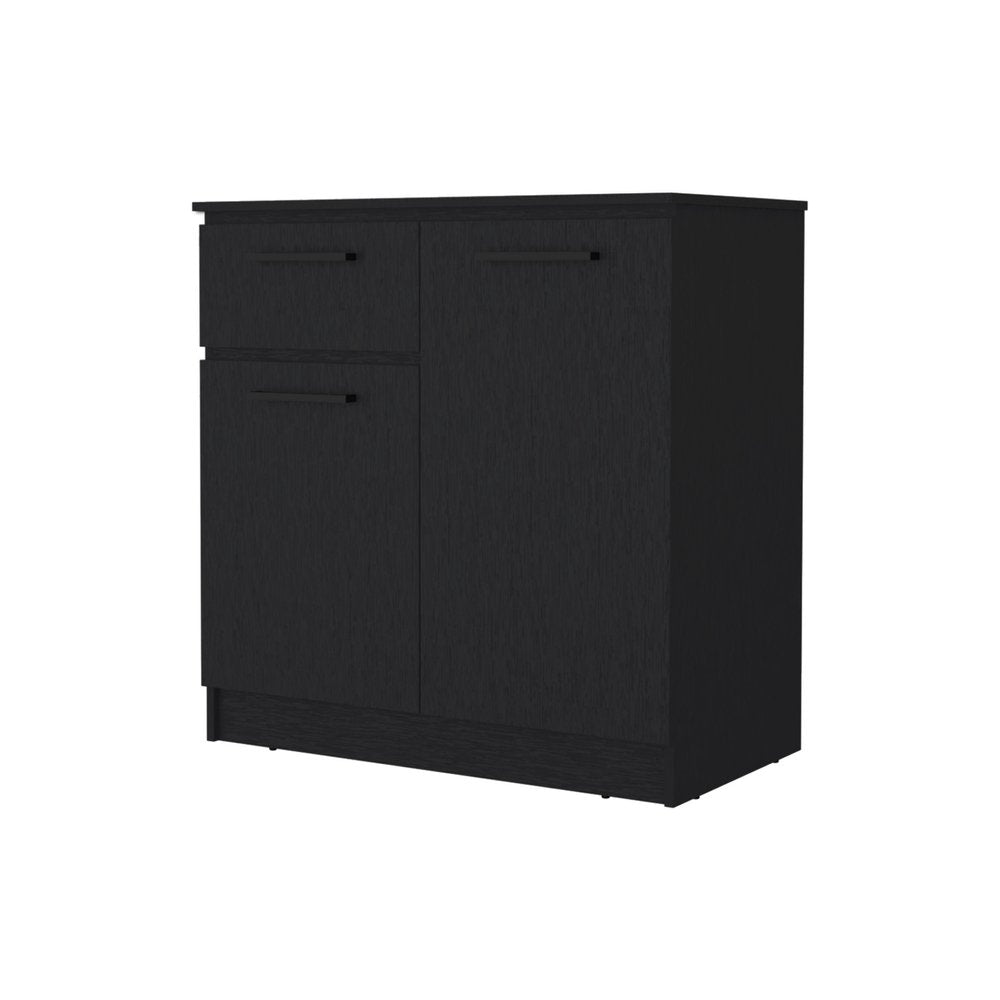 Black Wood Single Drawer Dresser - 36-inch
