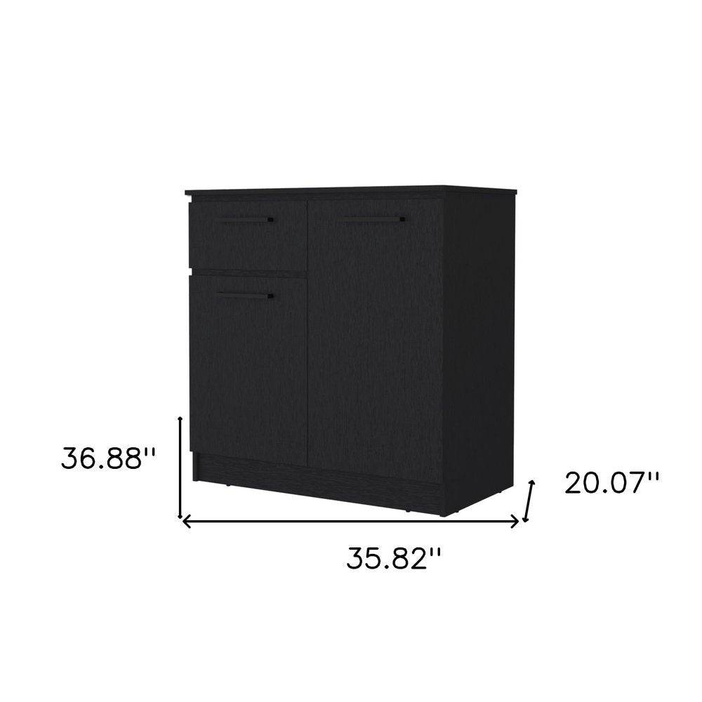 Black Wood Single Drawer Dresser - 36-inch