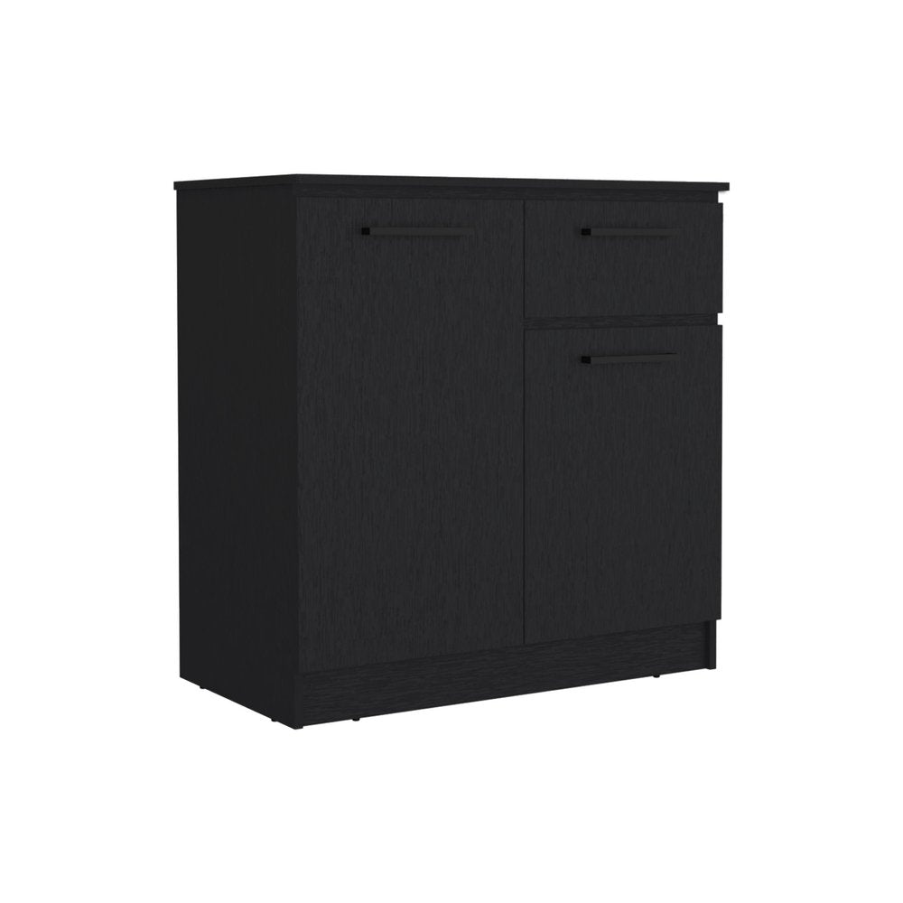 Black Wood Single Drawer Dresser - 36-inch