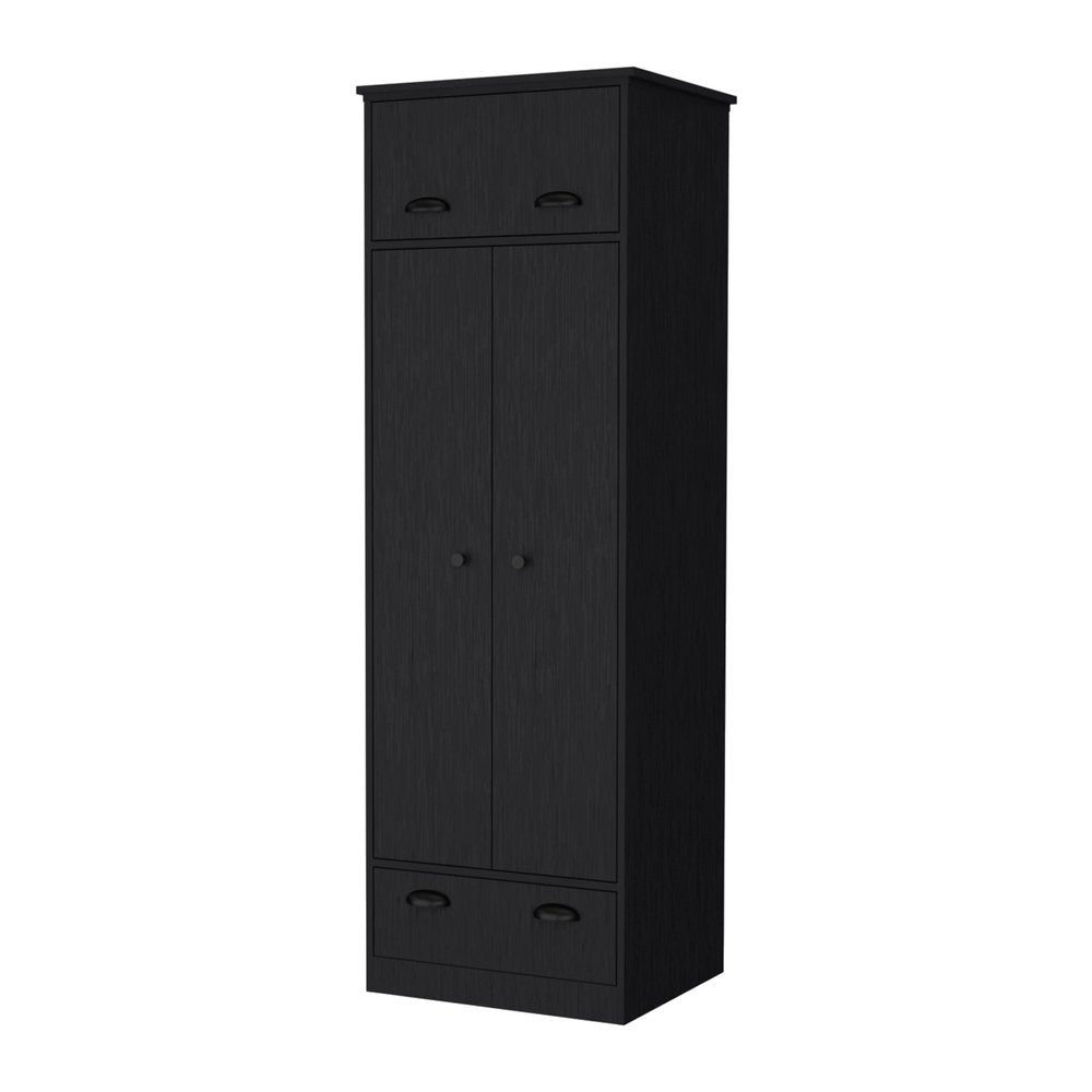 White Wood Three Door Single Drawer Combo Dresser - 70-inch