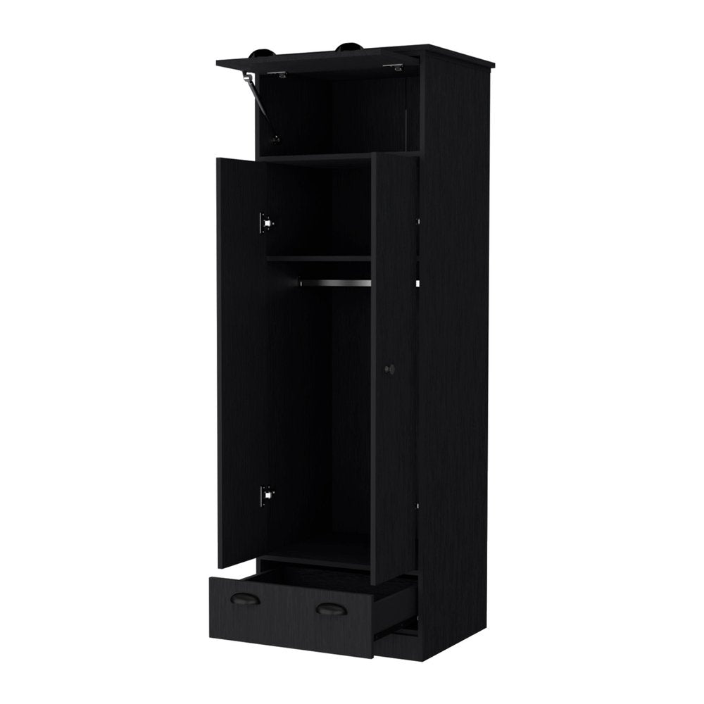 White Wood Three Door Single Drawer Combo Dresser - 70-inch