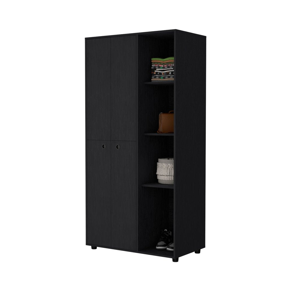 Black Wood Single Drawer Dresser - 35-inch