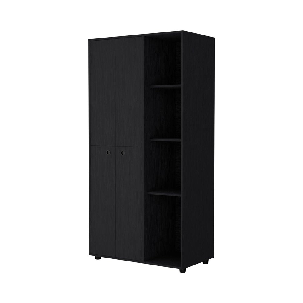 Black Wood Single Drawer Dresser - 35-inch