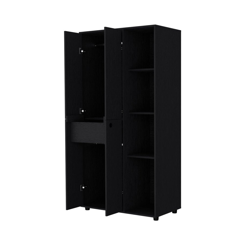 Black Wood Single Drawer Dresser - 35-inch