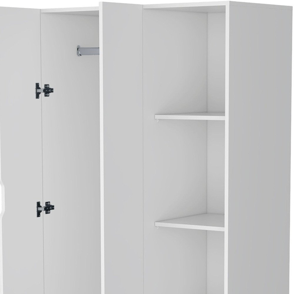 White Wood Two Door Single Drawer Combo Dresser - 71-inch