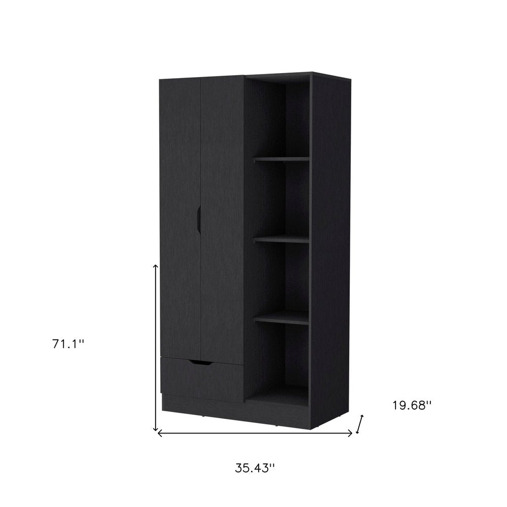 White Wood Two Door Single Drawer Combo Dresser - 71-inch