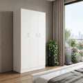 White Wood Three Door Two Drawer Combo Dresser - 71-inch