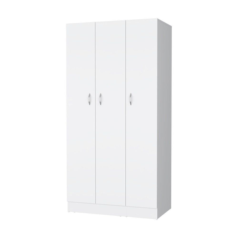 White Wood Three Door Two Drawer Combo Dresser - 71-inch