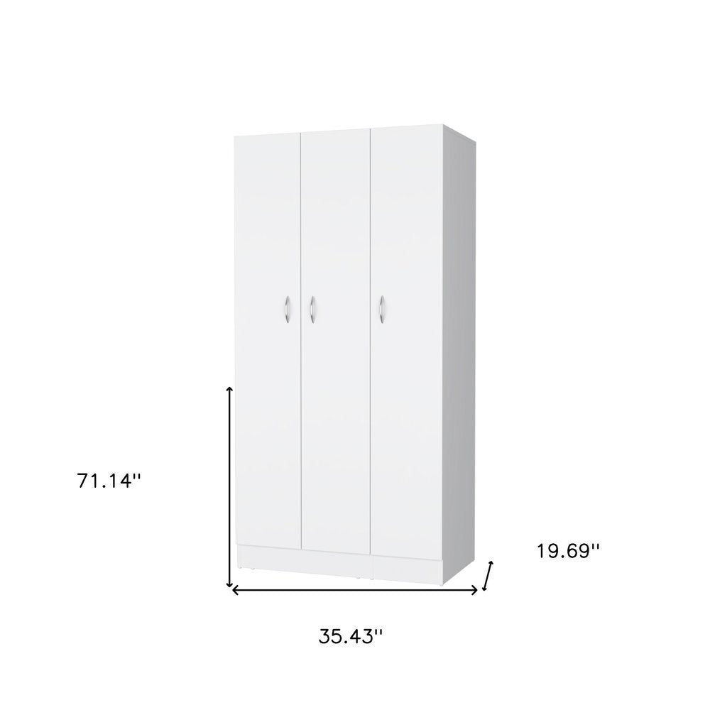 White Wood Three Door Two Drawer Combo Dresser - 71-inch