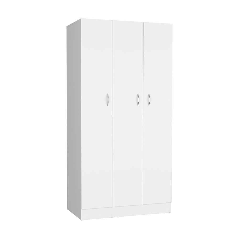 White Wood Three Door Two Drawer Combo Dresser - 71-inch