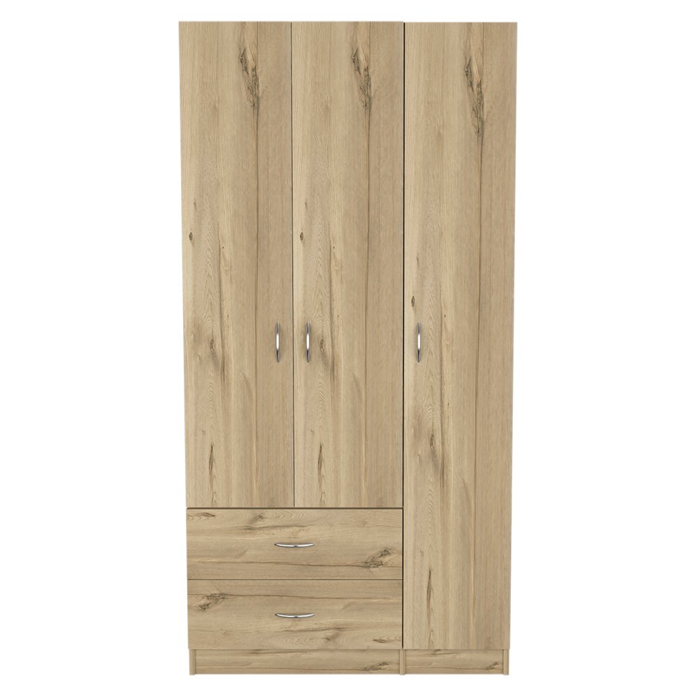 Oak Wood Three Door Two Drawer Combo Dresser - 71-inch