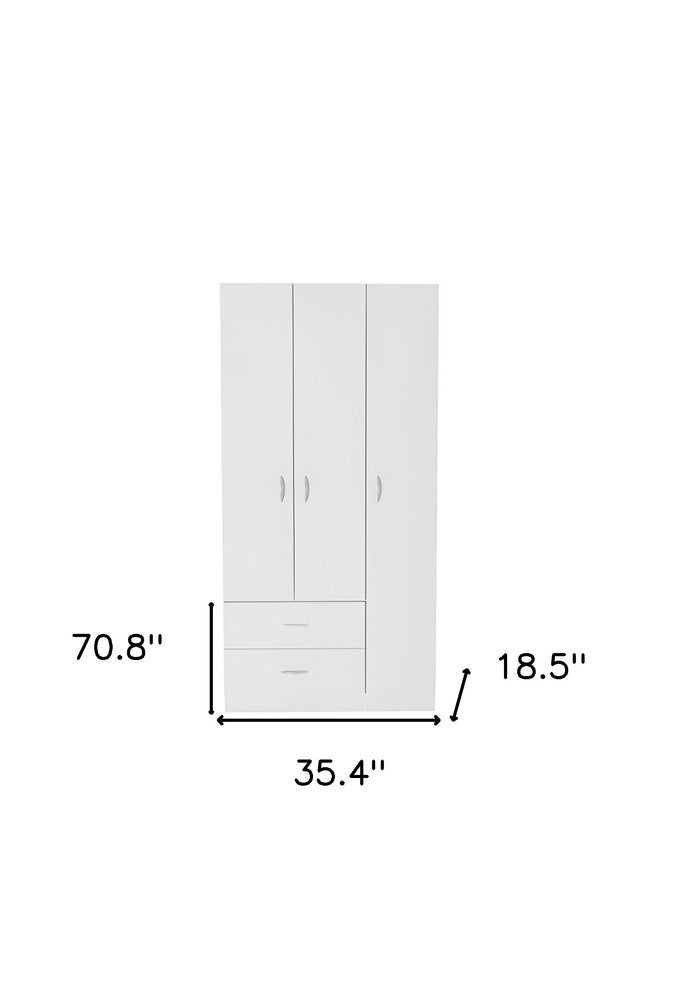 White Three Door Two Drawer Combo Dresser - 71-inch