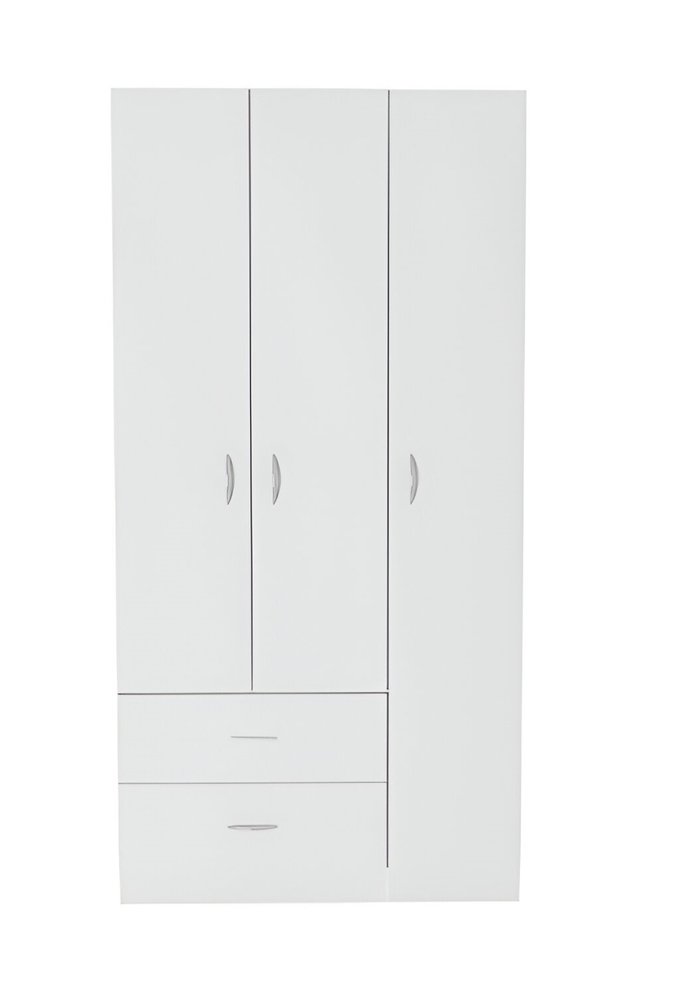 White Three Door Two Drawer Combo Dresser - 71-inch