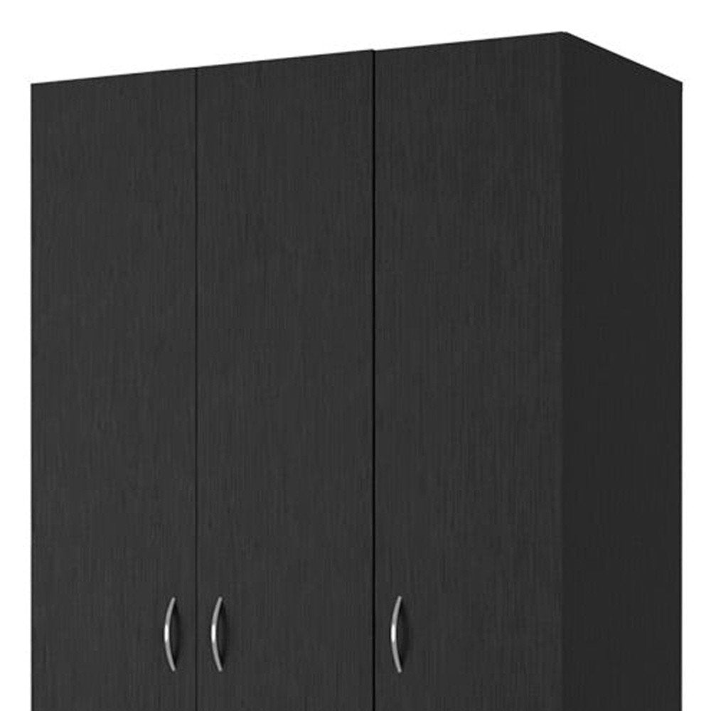 Black Wood Three Door Two Drawer Combo Dresser - 71-inch