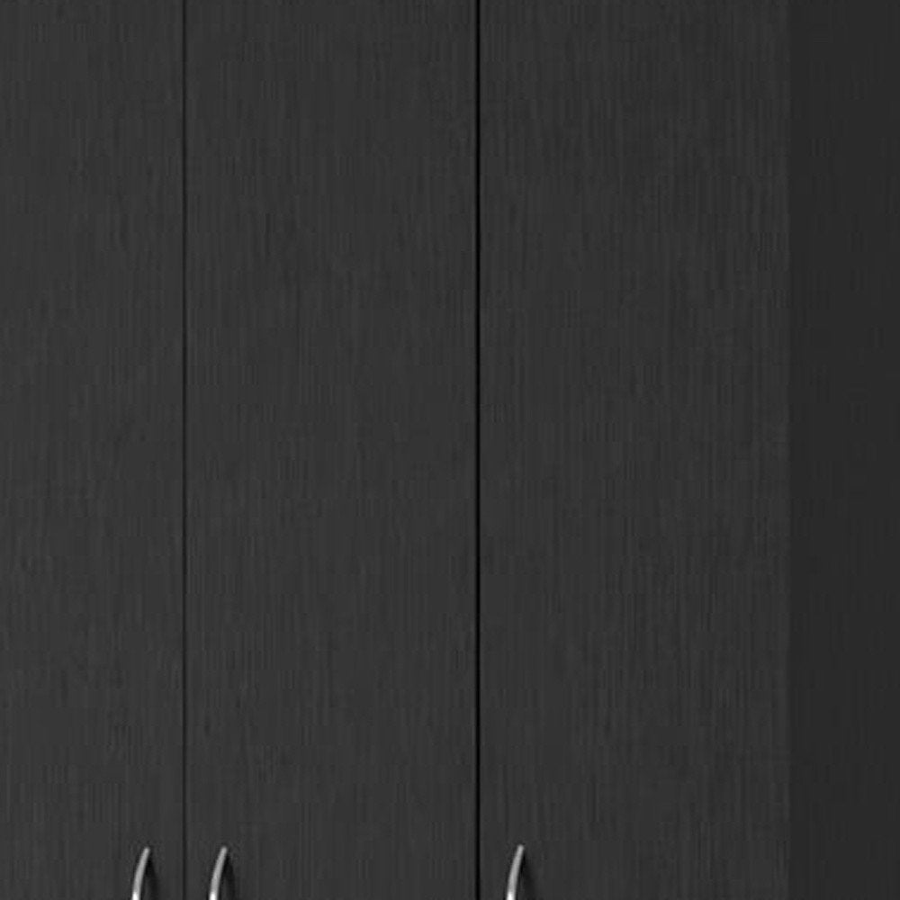 Black Wood Three Door Two Drawer Combo Dresser - 71-inch