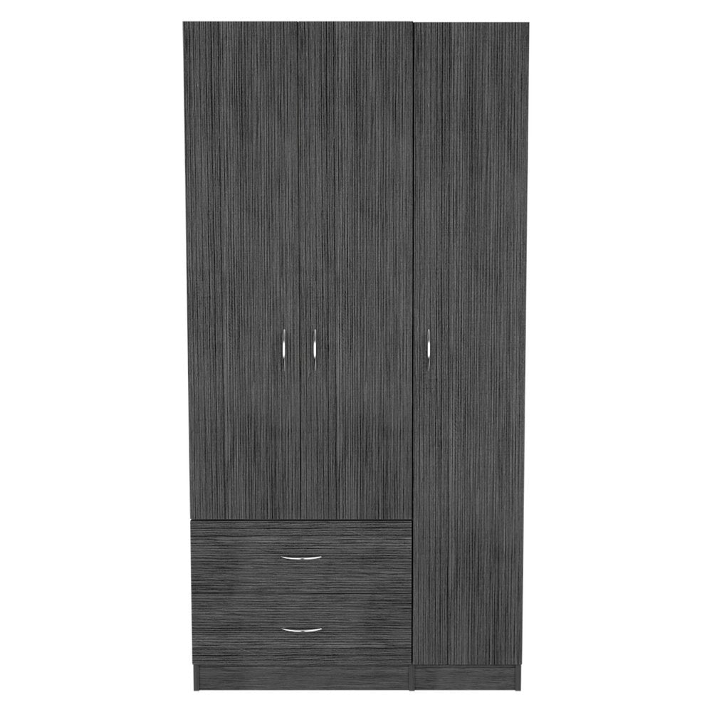 Dark Gray Wood Three Door Two Drawer Combo Dresser - 71-inch