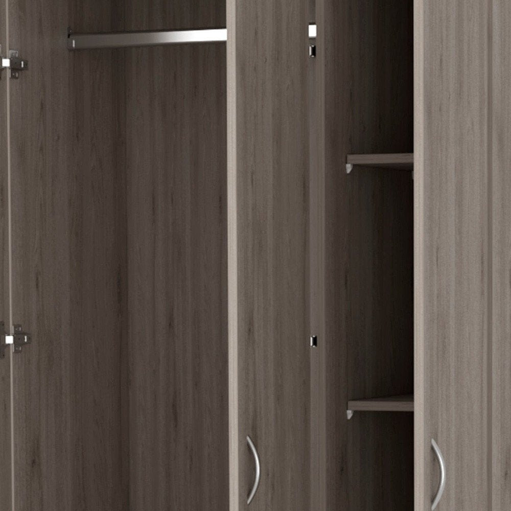 Light Gray Wood Three Door Two Drawer Combo Dresser - 71-inch